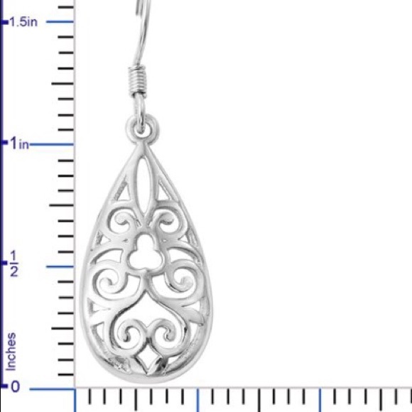 925 Sterling Silver Filagree Earrings - Picture 3 of 4